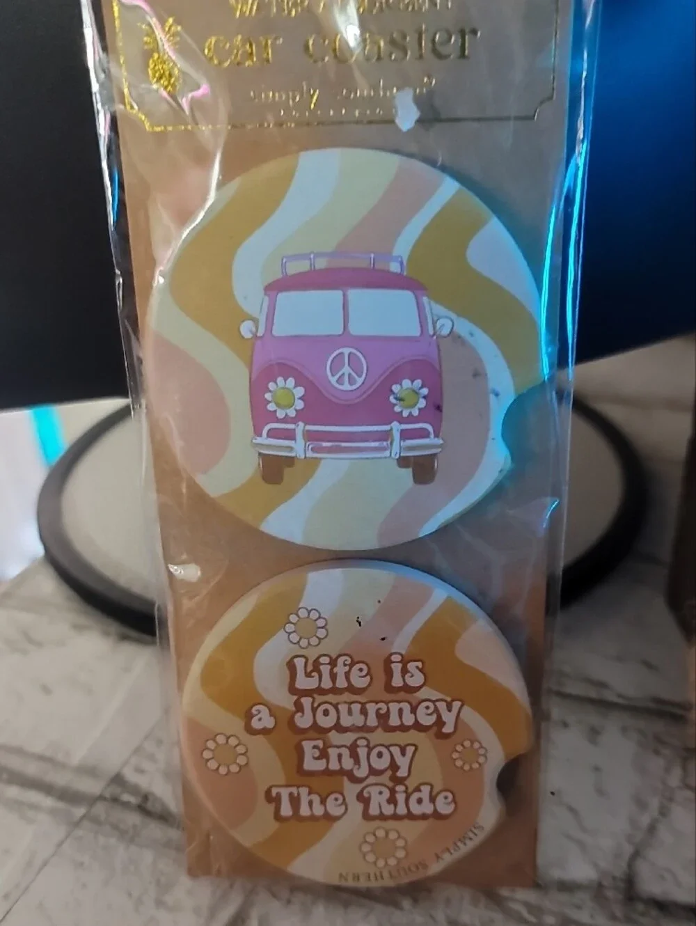 Simply Southern Pink Camper Phone Grip Set with Yellow & Cream Swirl